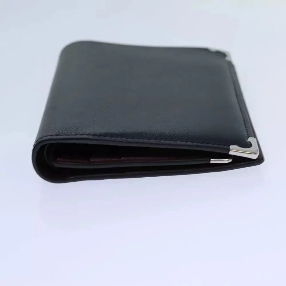 CARTIER Card Case Leather Black Auth